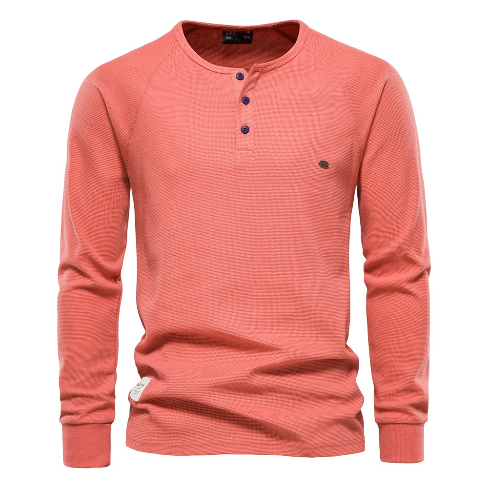 Long-Sleeved Henley Men's T-Shirt for Autumn and Winter Casual Wear