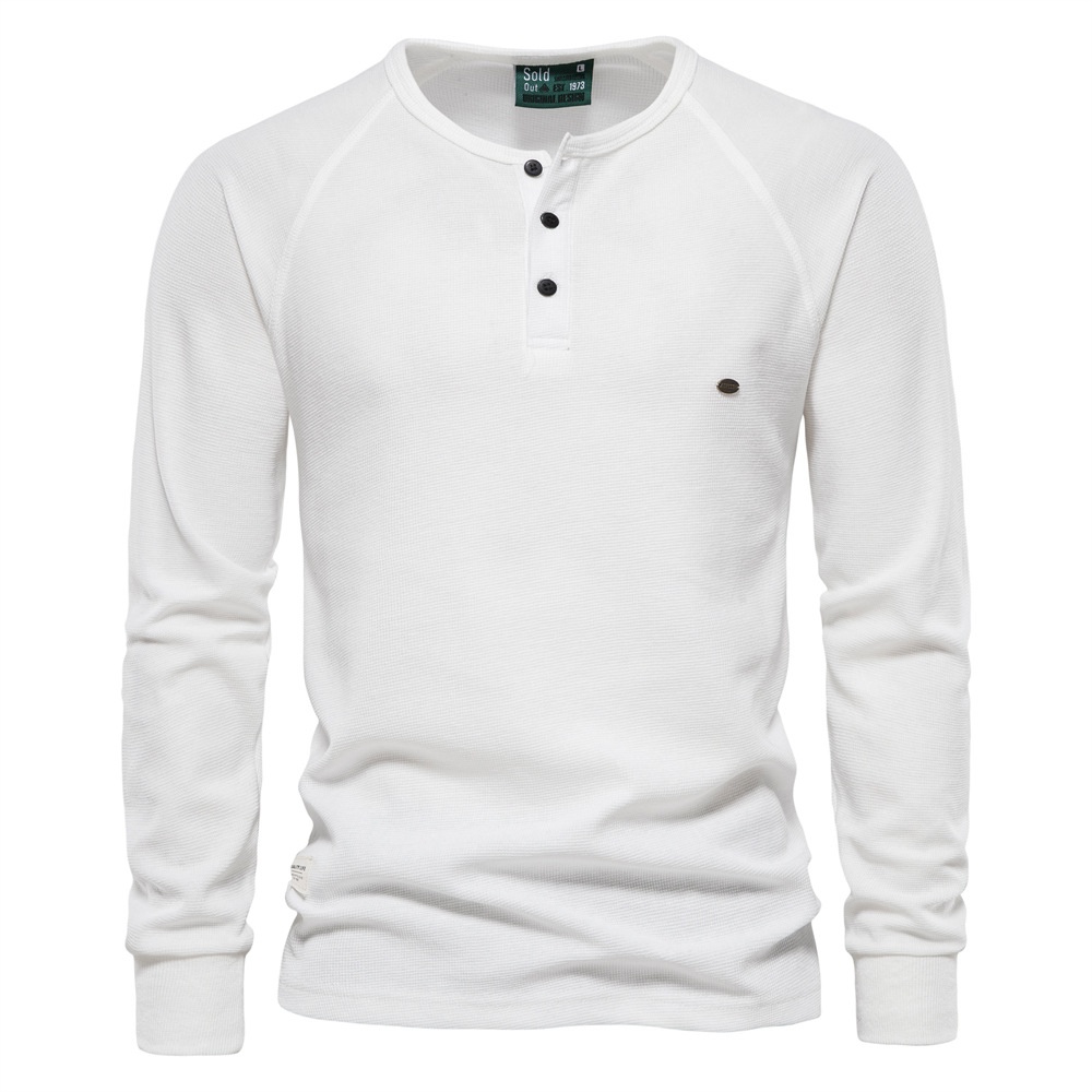 Long-Sleeved Henley Men's T-Shirt for Autumn and Winter Casual Wear