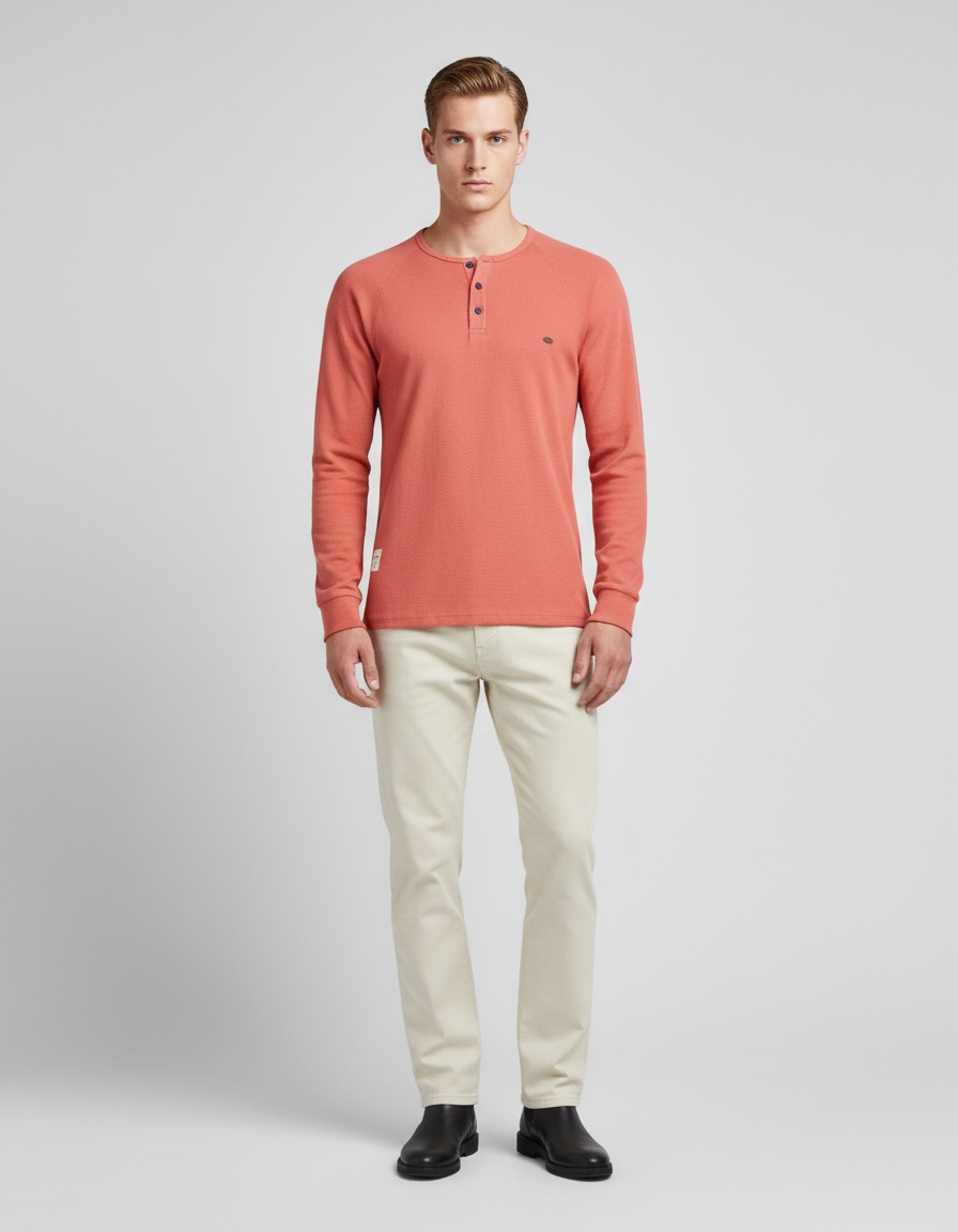 Long-Sleeved Henley Men's T-Shirt for Autumn and Winter Casual Wear