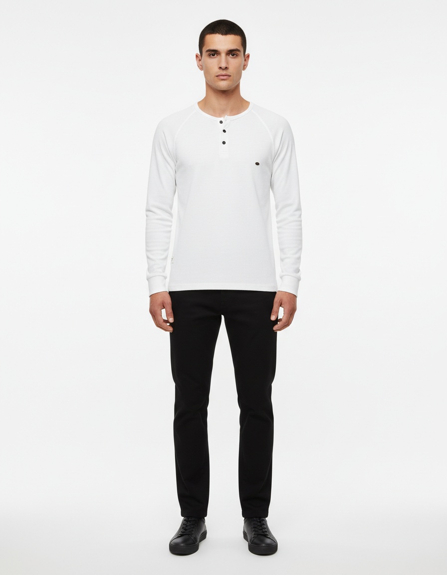 Long-Sleeved Henley Men's T-Shirt for Autumn and Winter Casual Wear