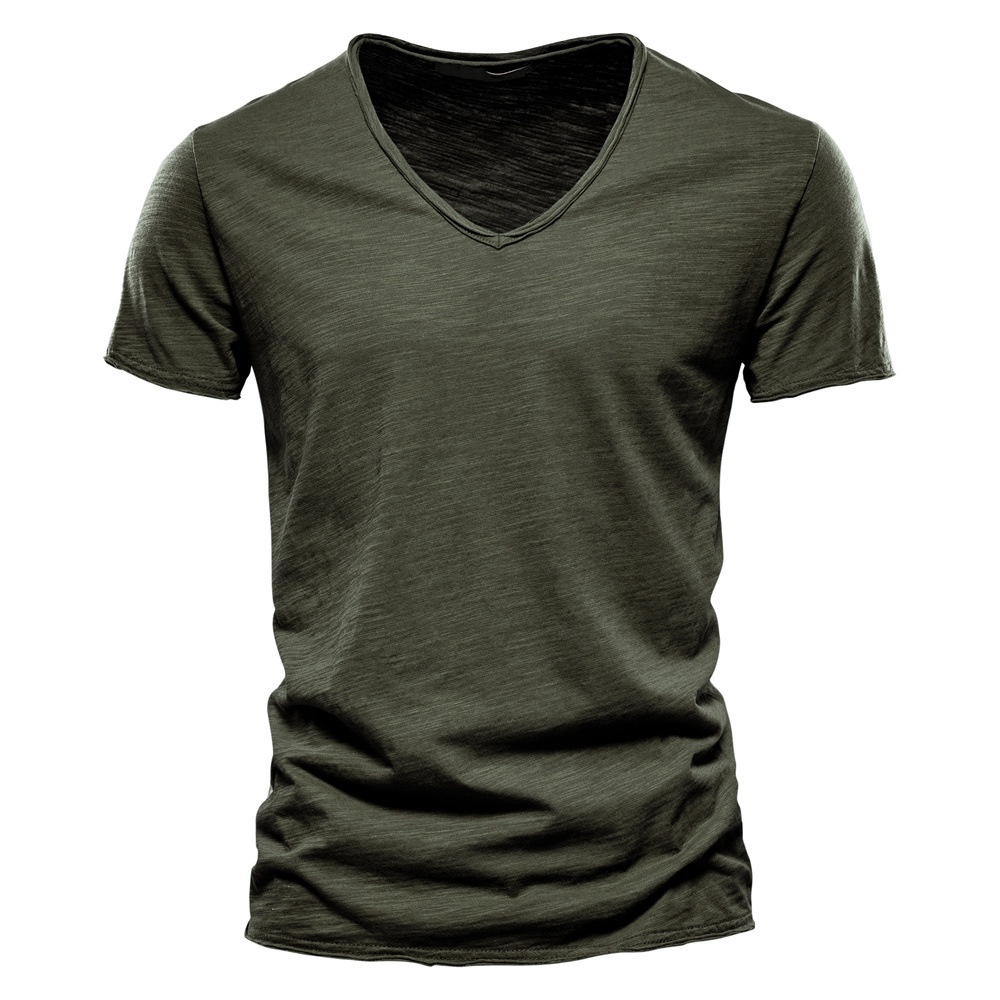 Camiseta de verano transpirable con cuello en V para hombre