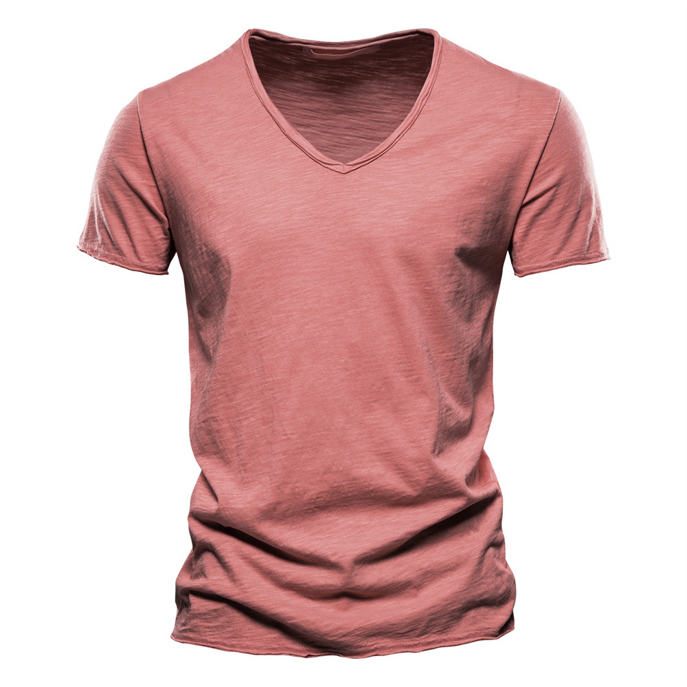 Camiseta de verano transpirable con cuello en V para hombre