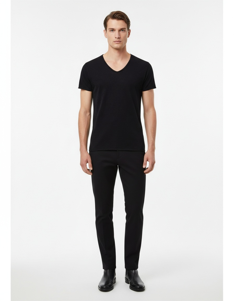 Camiseta de verano transpirable con cuello en V para hombre