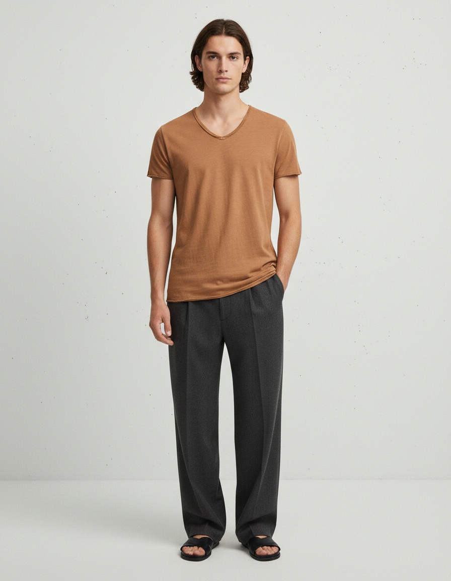 Camiseta de verano transpirable con cuello en V para hombre