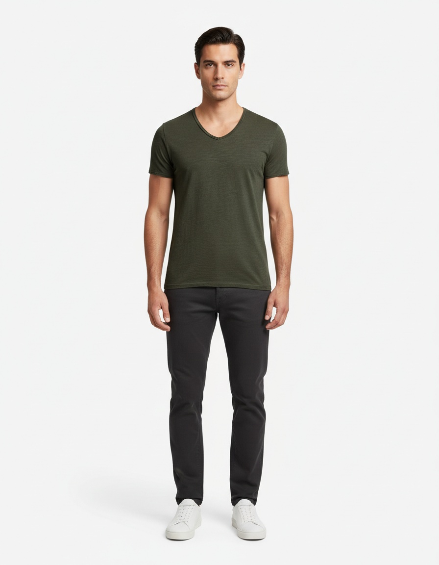 Camiseta de verano transpirable con cuello en V para hombre