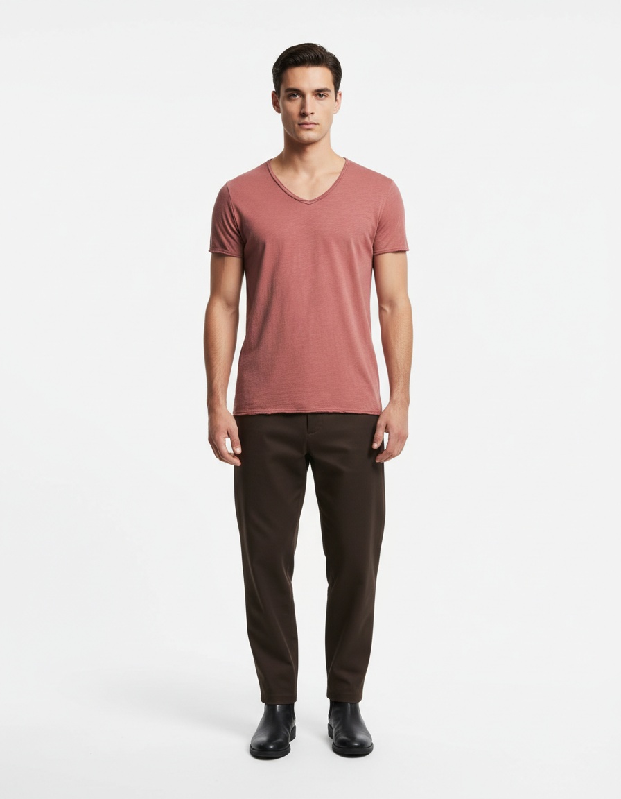 Camiseta de verano transpirable con cuello en V para hombre