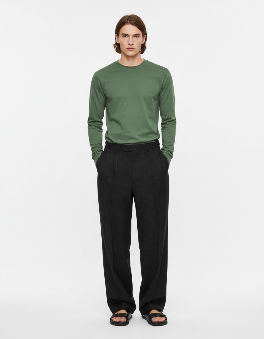 High Street Style Long-Sleeved Casual Men's T-Shirt for Autumn