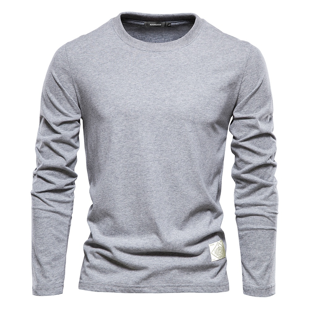 Casual Round Neck Long-Sleeved Men's T-Shirt for Sportswear