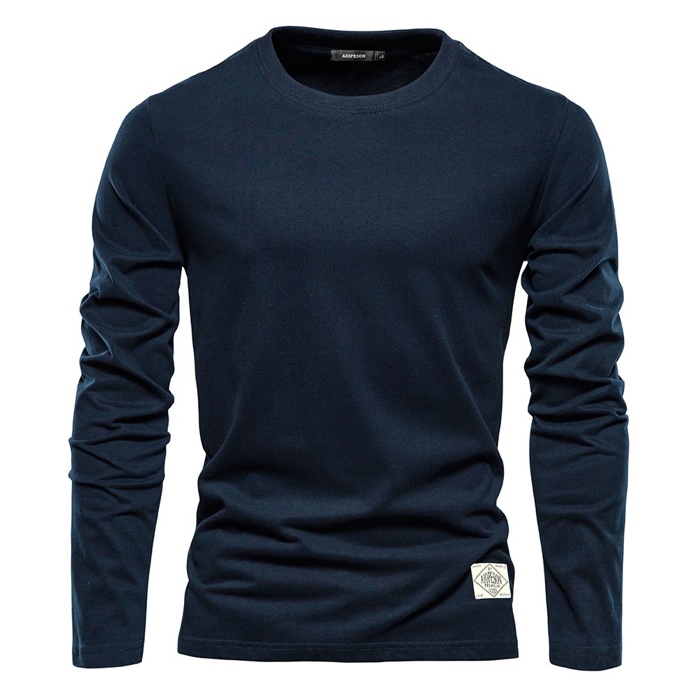 Casual Round Neck Long-Sleeved Men's T-Shirt for Sportswear