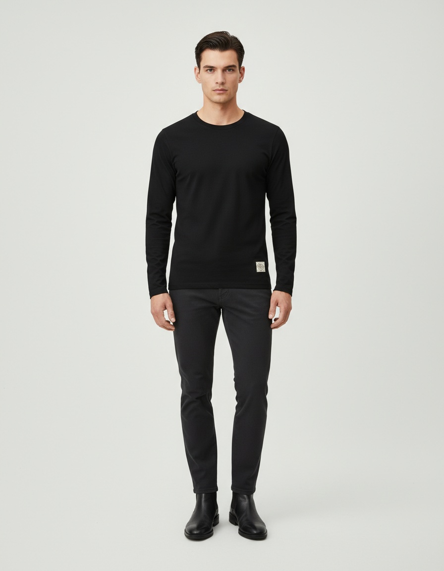 Casual Round Neck Long-Sleeved Men's T-Shirt for Sportswear