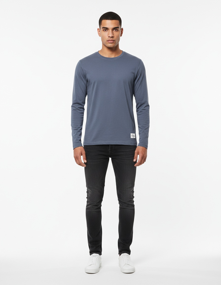Casual Round Neck Long-Sleeved Men's T-Shirt for Sportswear