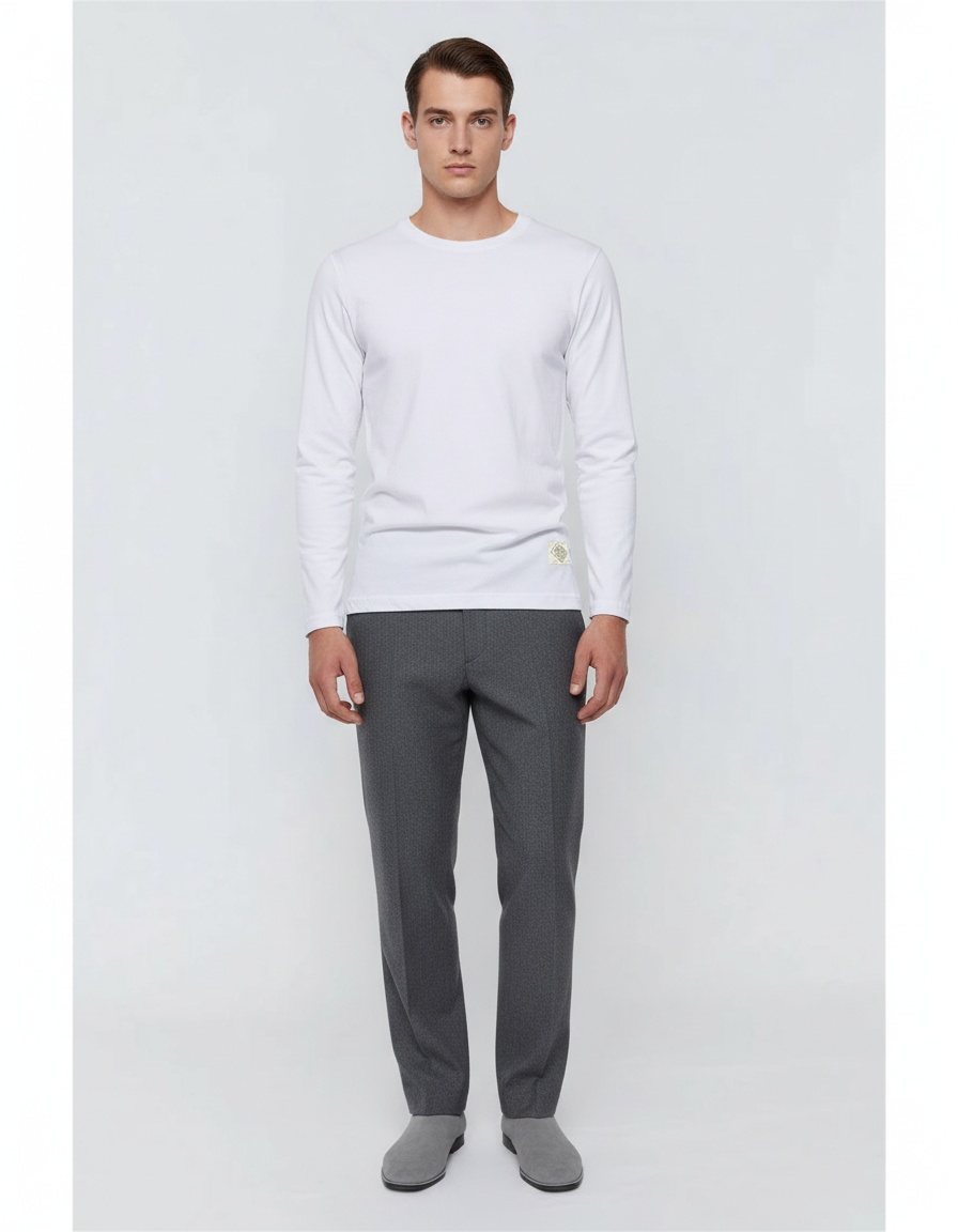 Casual Round Neck Long-Sleeved Men's T-Shirt for Sportswear