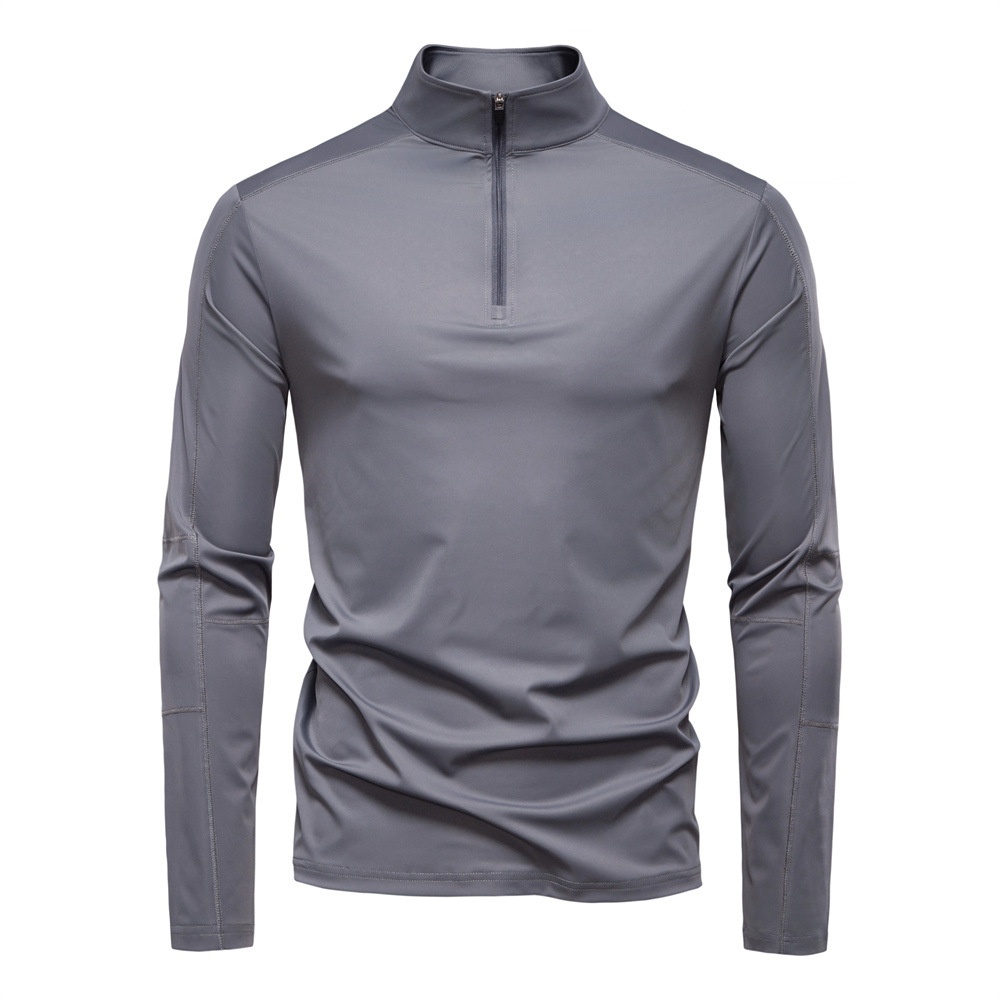 UPF100+ UV Protection Sun-Shielding Half-Zip Men's T-Shirt for Spring and Summer Sports and Casual Wear
