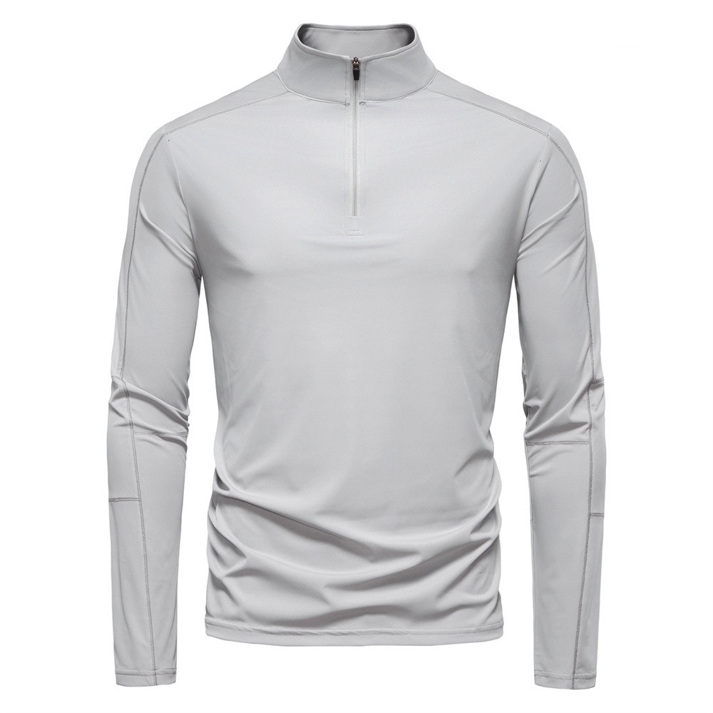 UPF100+ UV Protection Sun-Shielding Half-Zip Men's T-Shirt for Spring and Summer Sports and Casual Wear