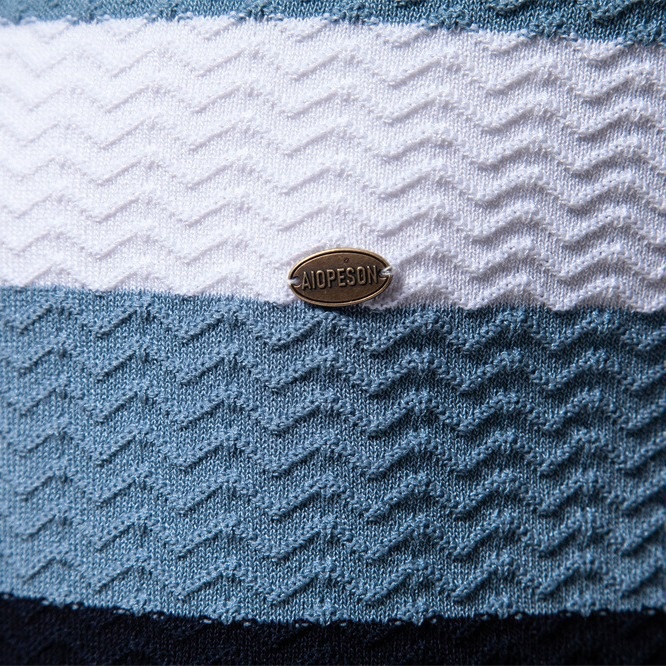 Striped Business Style Breathable Thin Half-Zip Men's T-Shirt with Lapel Collar for Summer