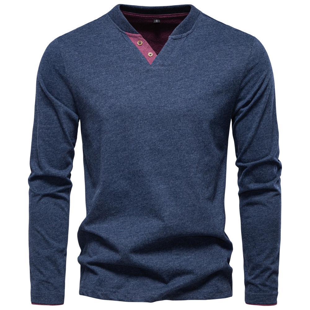 V-Neck Casual Long-Sleeve Men's T-Shirt