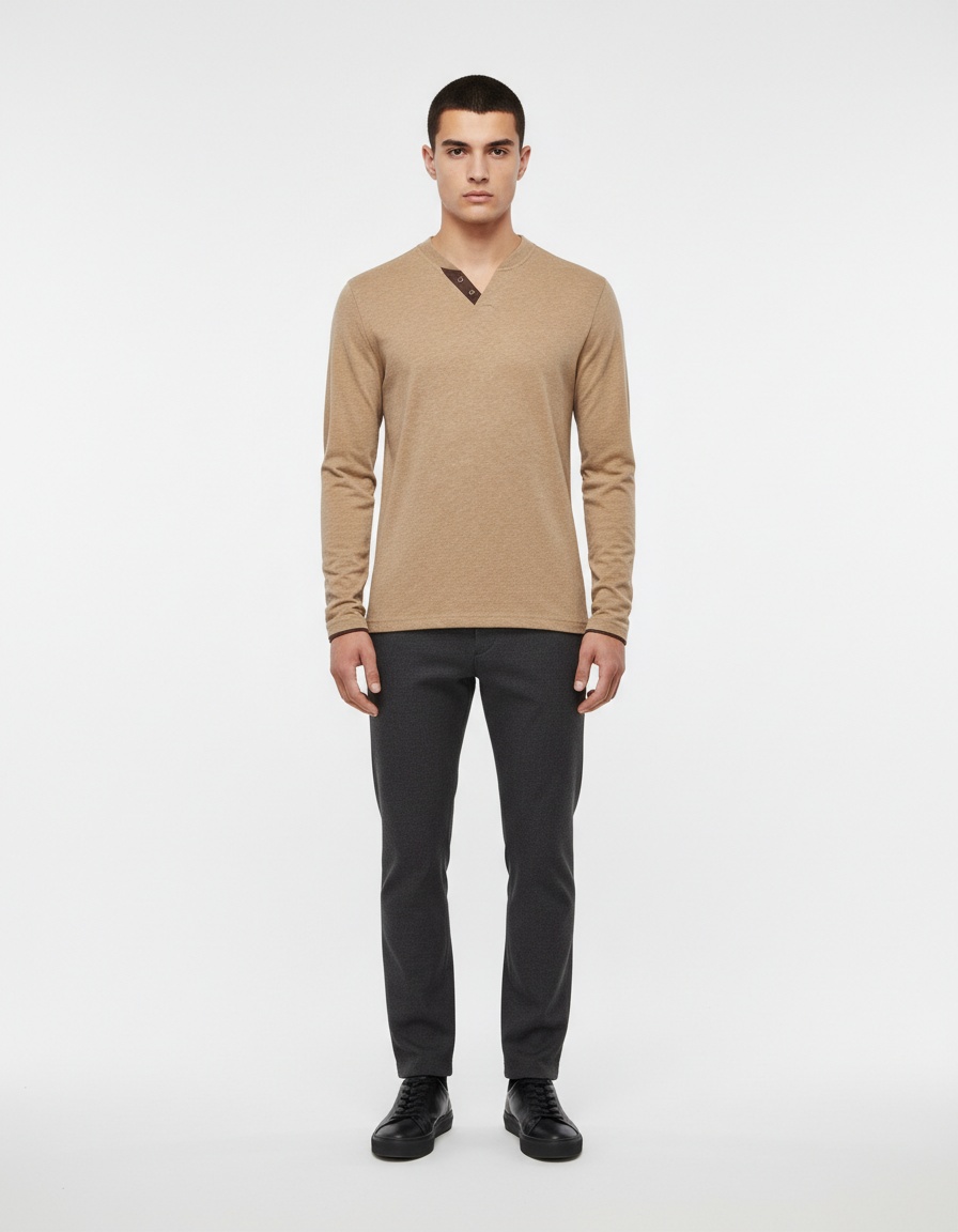 V-Neck Casual Long-Sleeve Men's T-Shirt