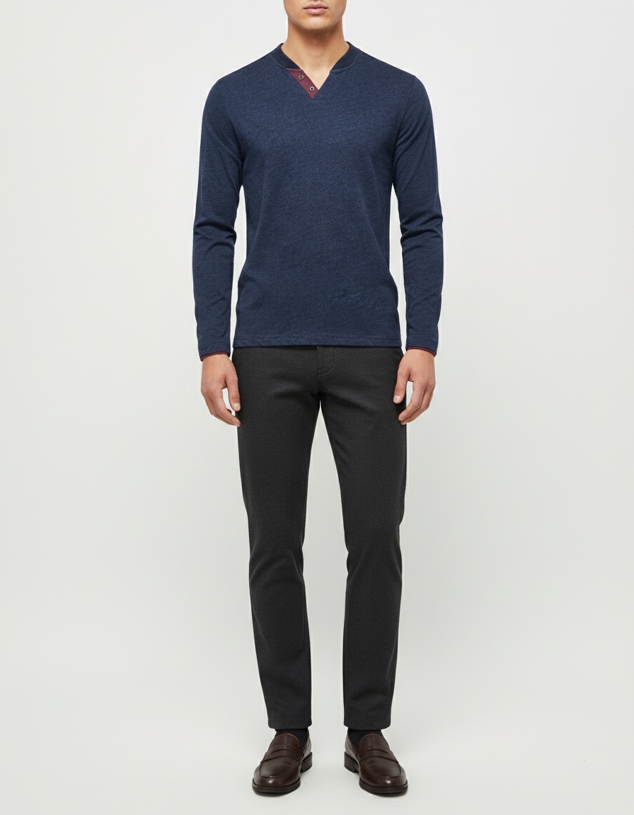 V-Neck Casual Long-Sleeve Men's T-Shirt