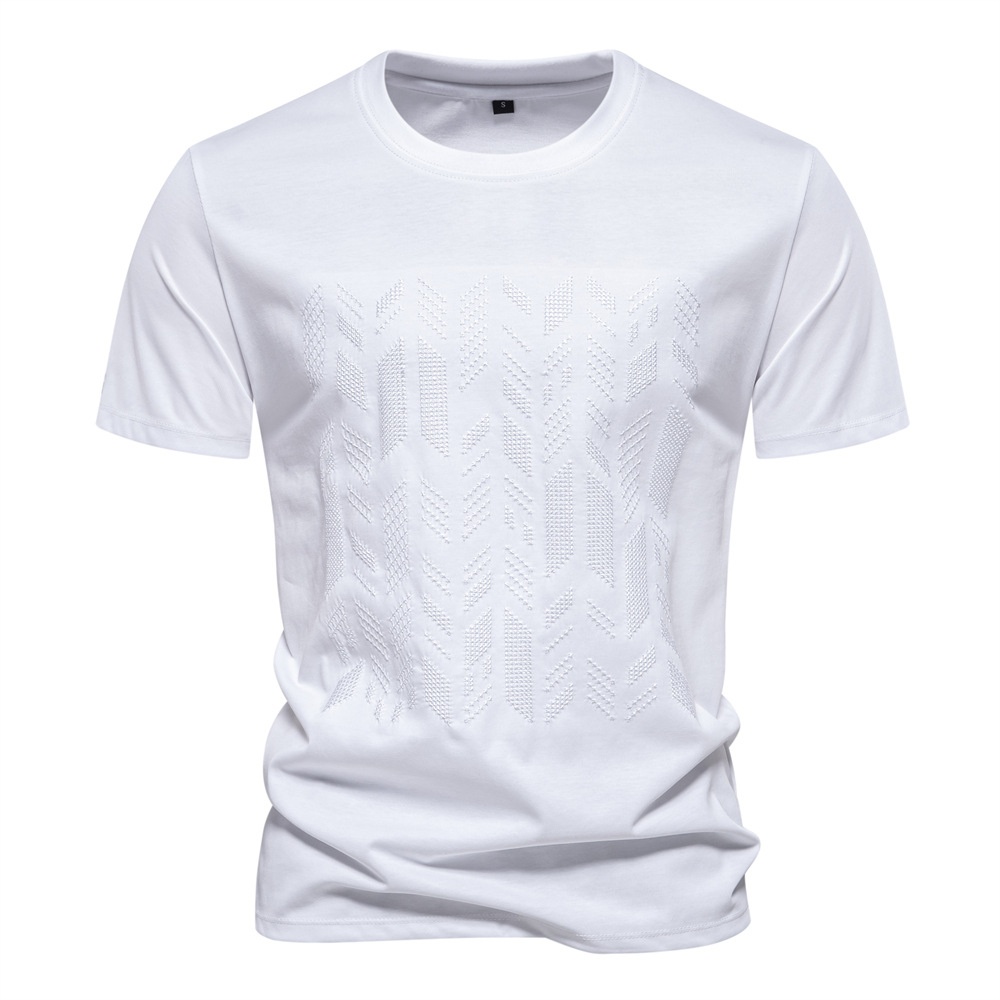 Embroidered Slim Fit Short-Sleeve Men's T-Shirt for Summer Casual Wear