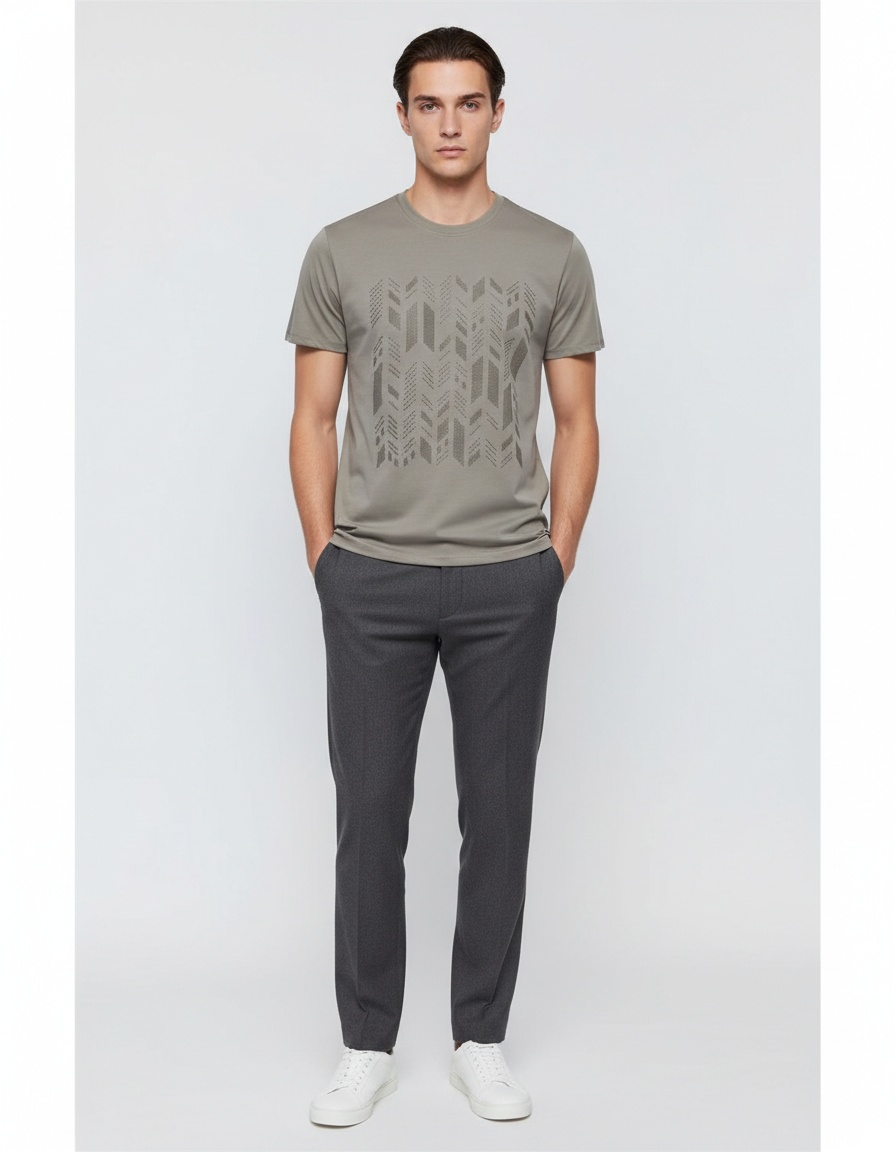 Embroidered Slim Fit Short-Sleeve Men's T-Shirt for Summer Casual Wear