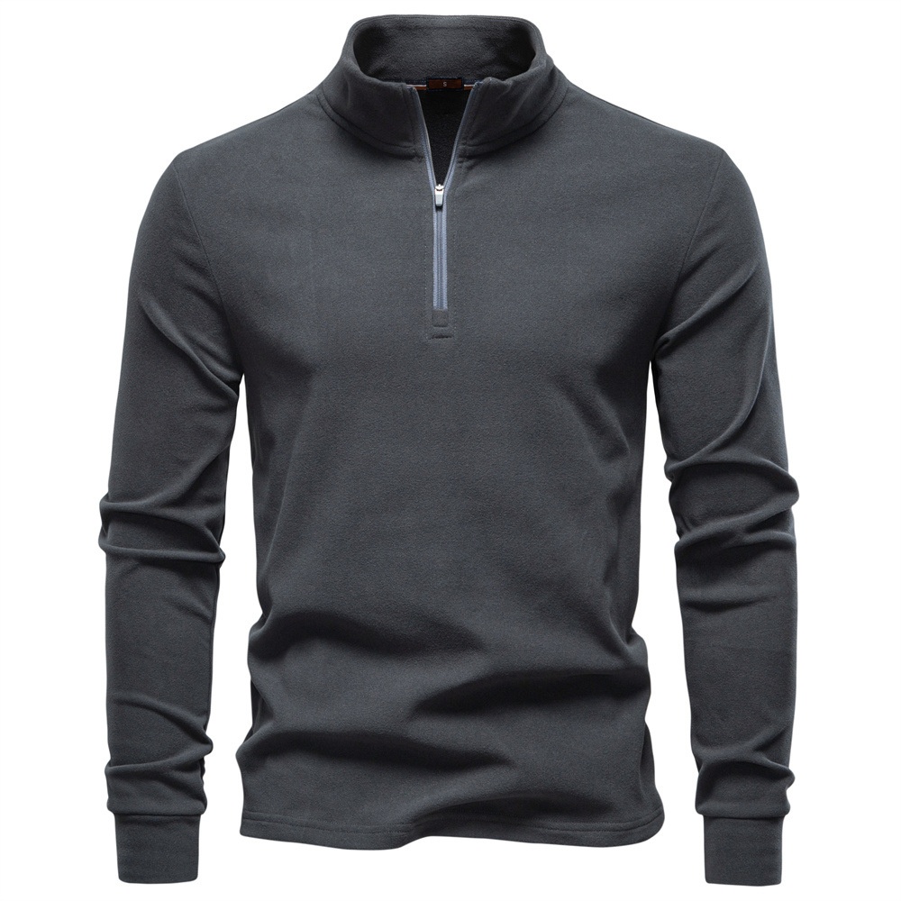 Premium Stand Collar Half-Zip Men's Sweatshirt for Casual Winter Wear