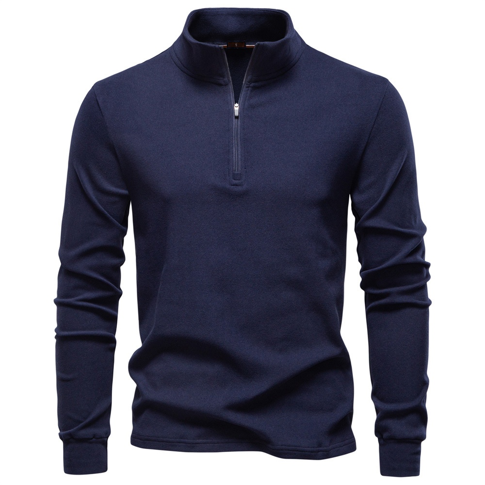 Premium Stand Collar Half-Zip Men's Sweatshirt for Casual Winter Wear