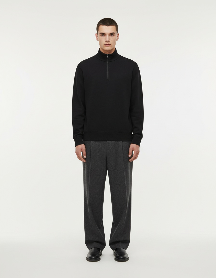 Premium Stand Collar Half-Zip Men's Sweatshirt for Casual Winter Wear