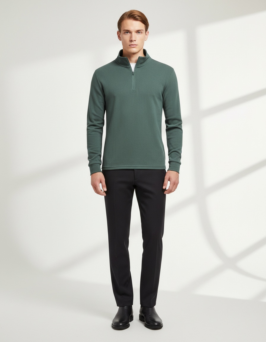 Premium Stand Collar Half-Zip Men's Sweatshirt for Casual Winter Wear