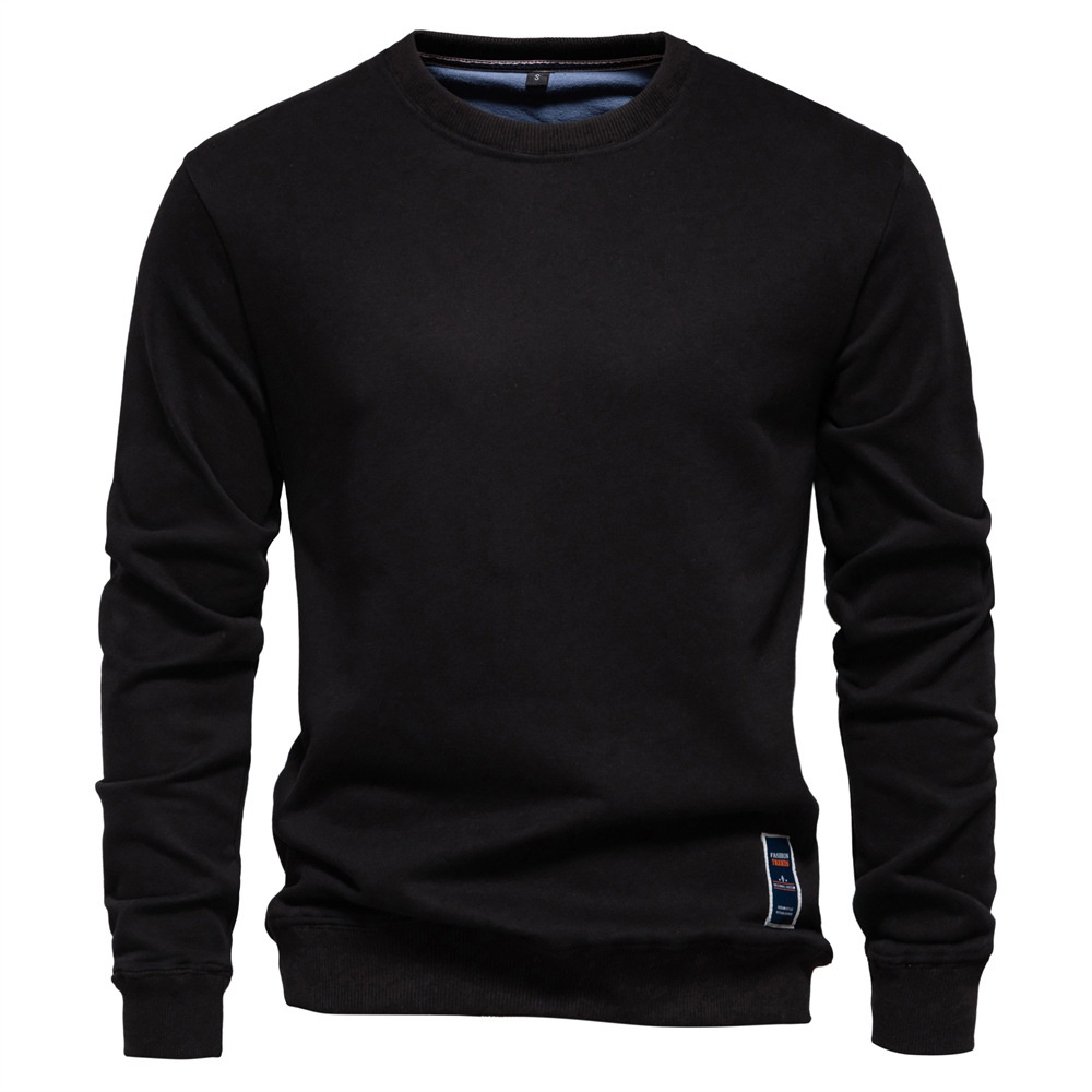 Men's Loose Fit Crew Neck Solid Color Long-Sleeved Autumn Sweatshirt