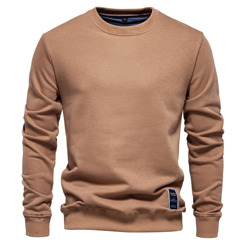 Men's Loose Fit Crew Neck Solid Color Long-Sleeved Autumn Sweatshirt