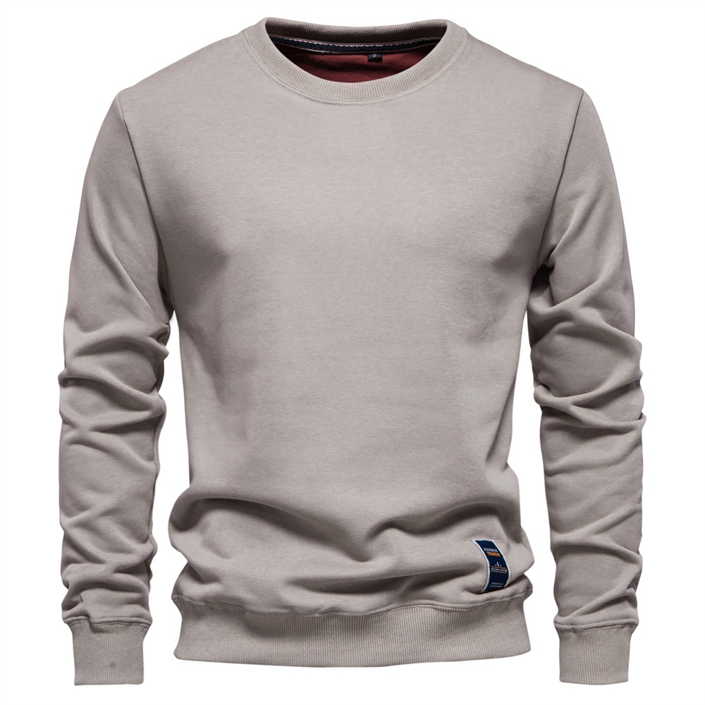Men's Loose Fit Crew Neck Solid Color Long-Sleeved Autumn Sweatshirt