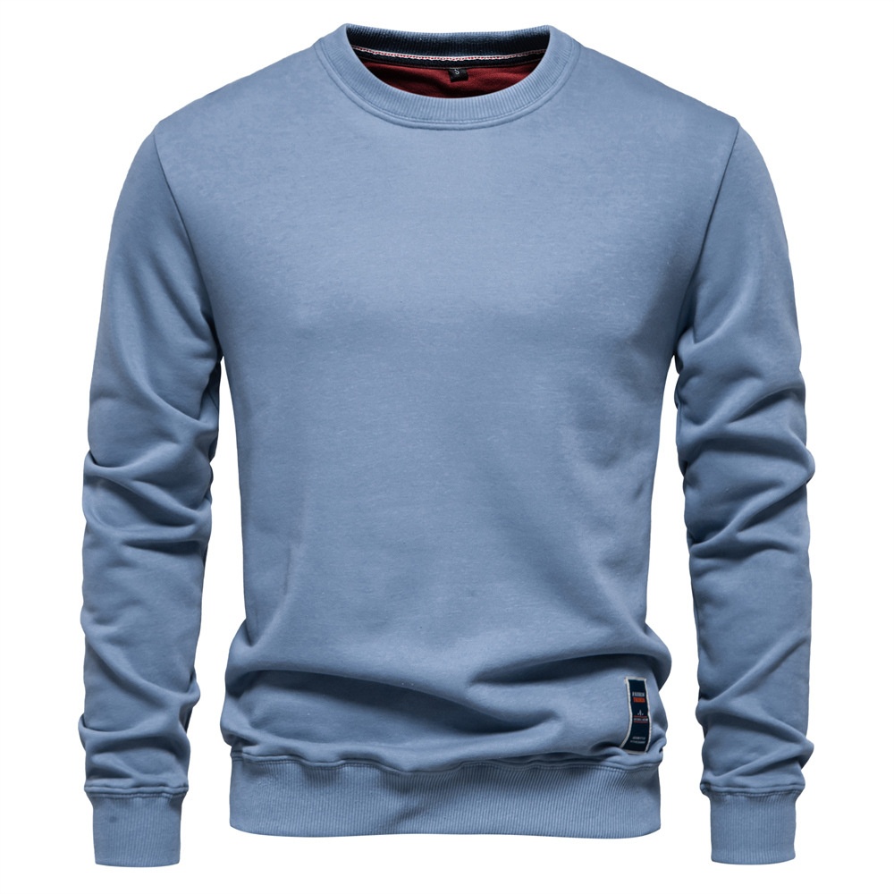 Men's Loose Fit Crew Neck Solid Color Long-Sleeved Autumn Sweatshirt