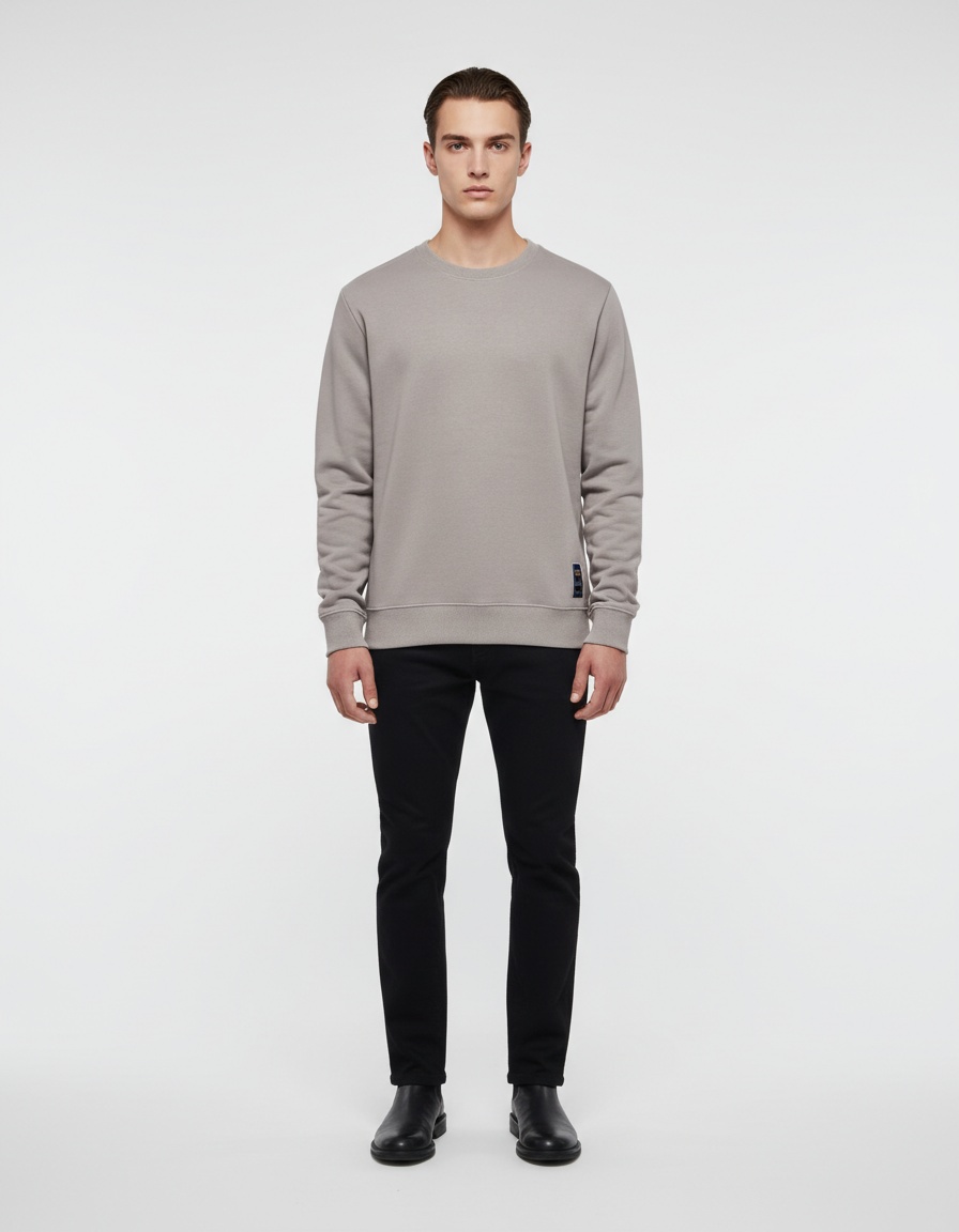 Men's Loose Fit Crew Neck Solid Color Long-Sleeved Autumn Sweatshirt