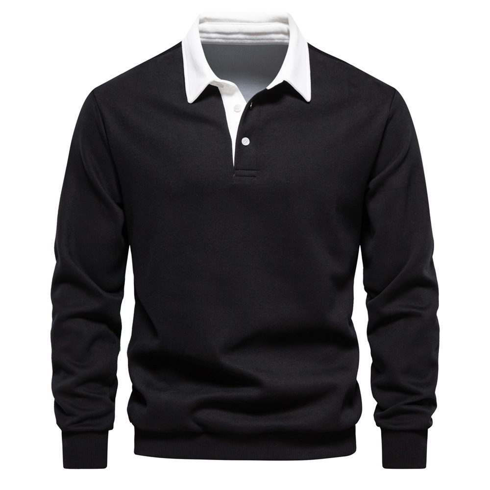 Casual Polo Collar Long-Sleeved Breathable Men's Sweatshirt