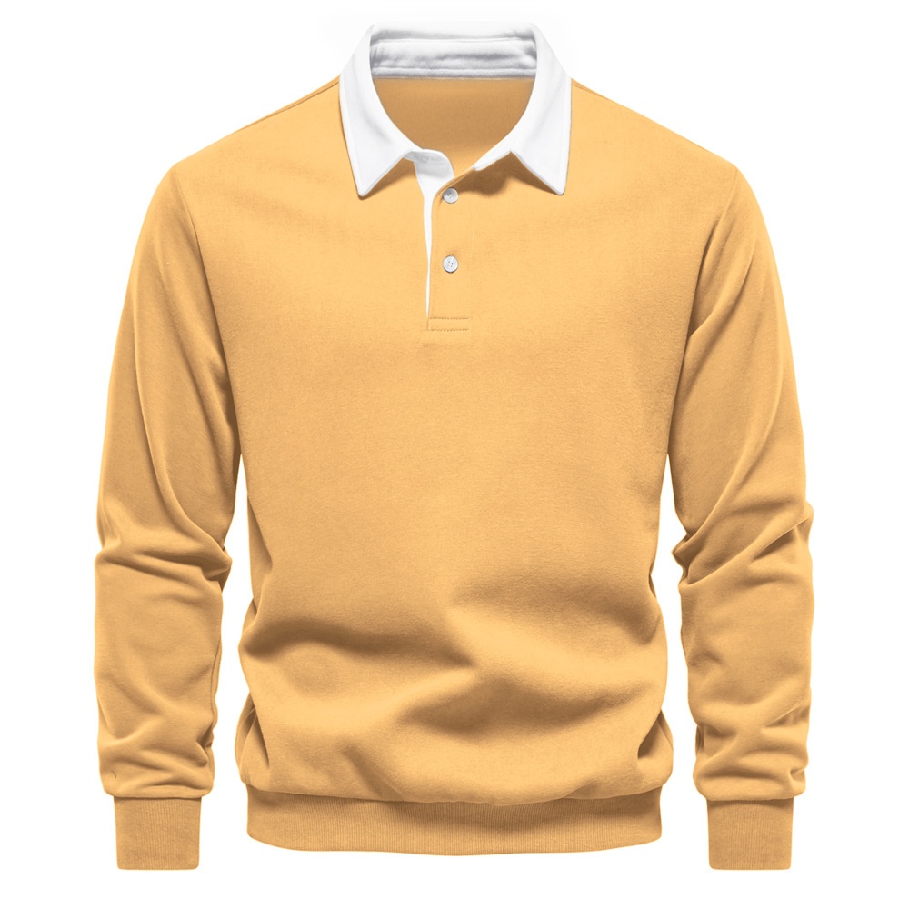 Casual Polo Collar Long-Sleeved Breathable Men's Sweatshirt