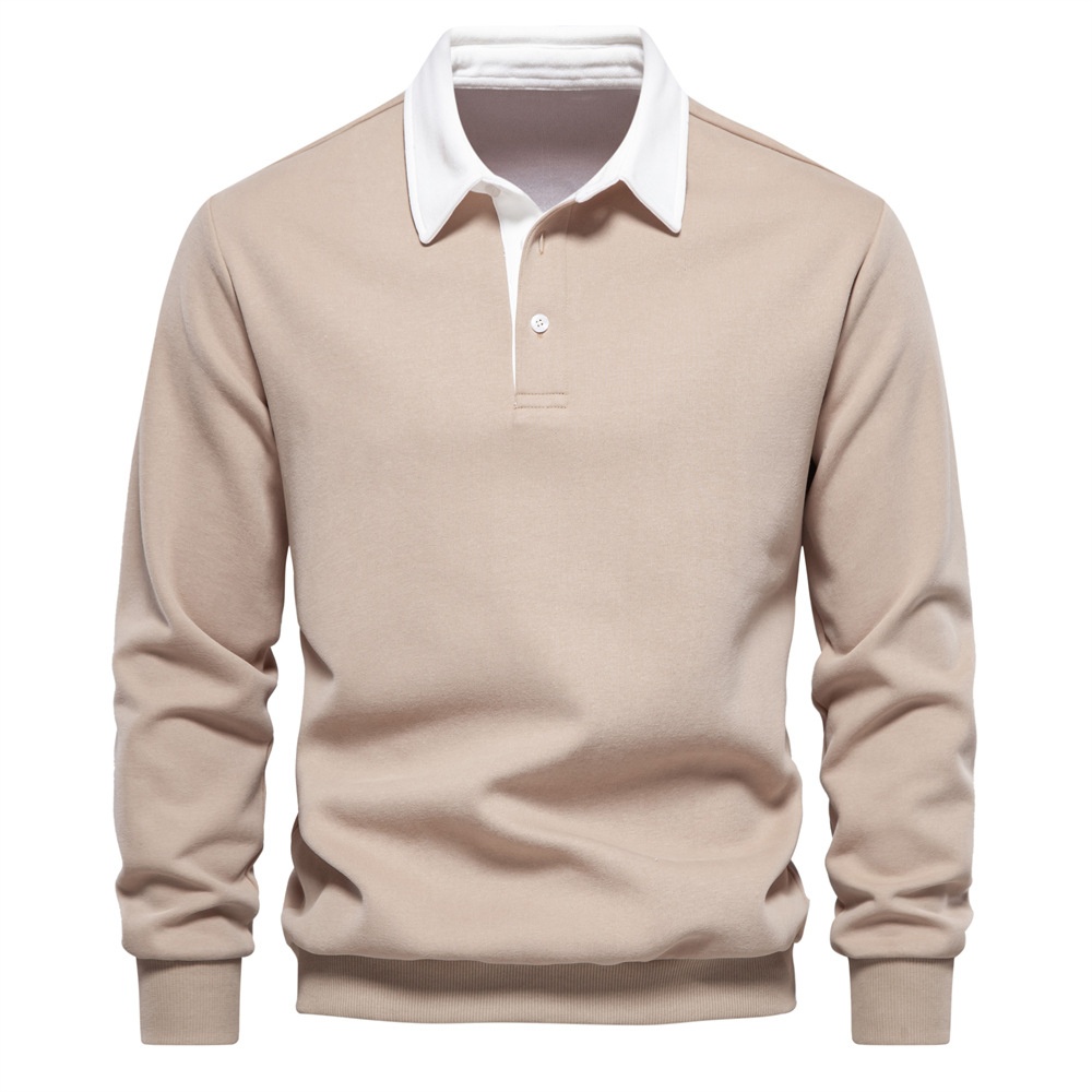 Casual Polo Collar Long-Sleeved Breathable Men's Sweatshirt