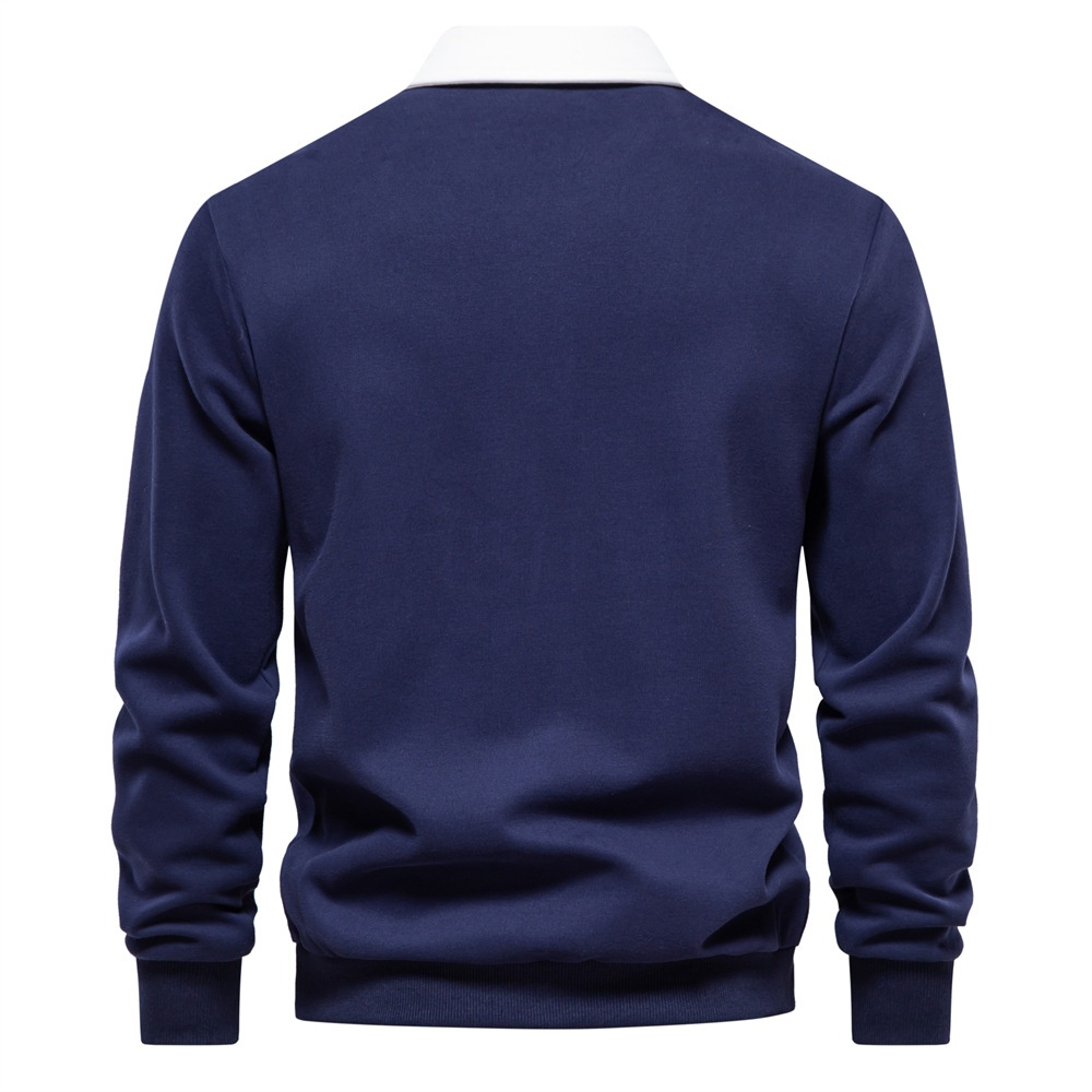Casual Polo Collar Long-Sleeved Breathable Men's Sweatshirt