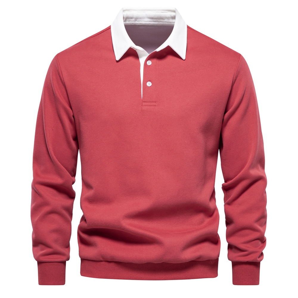 Casual Polo Collar Long-Sleeved Breathable Men's Sweatshirt