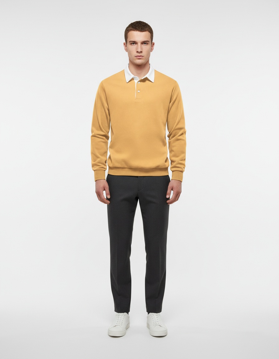 Casual Polo Collar Long-Sleeved Breathable Men's Sweatshirt