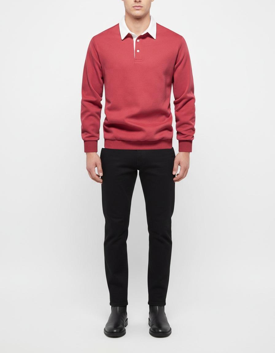 Casual Polo Collar Long-Sleeved Breathable Men's Sweatshirt