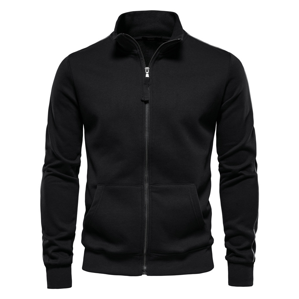 Felpa da uomo autunno/inverno con collo alto e zip, a blocchi di colore, ideale per il tempo libero.