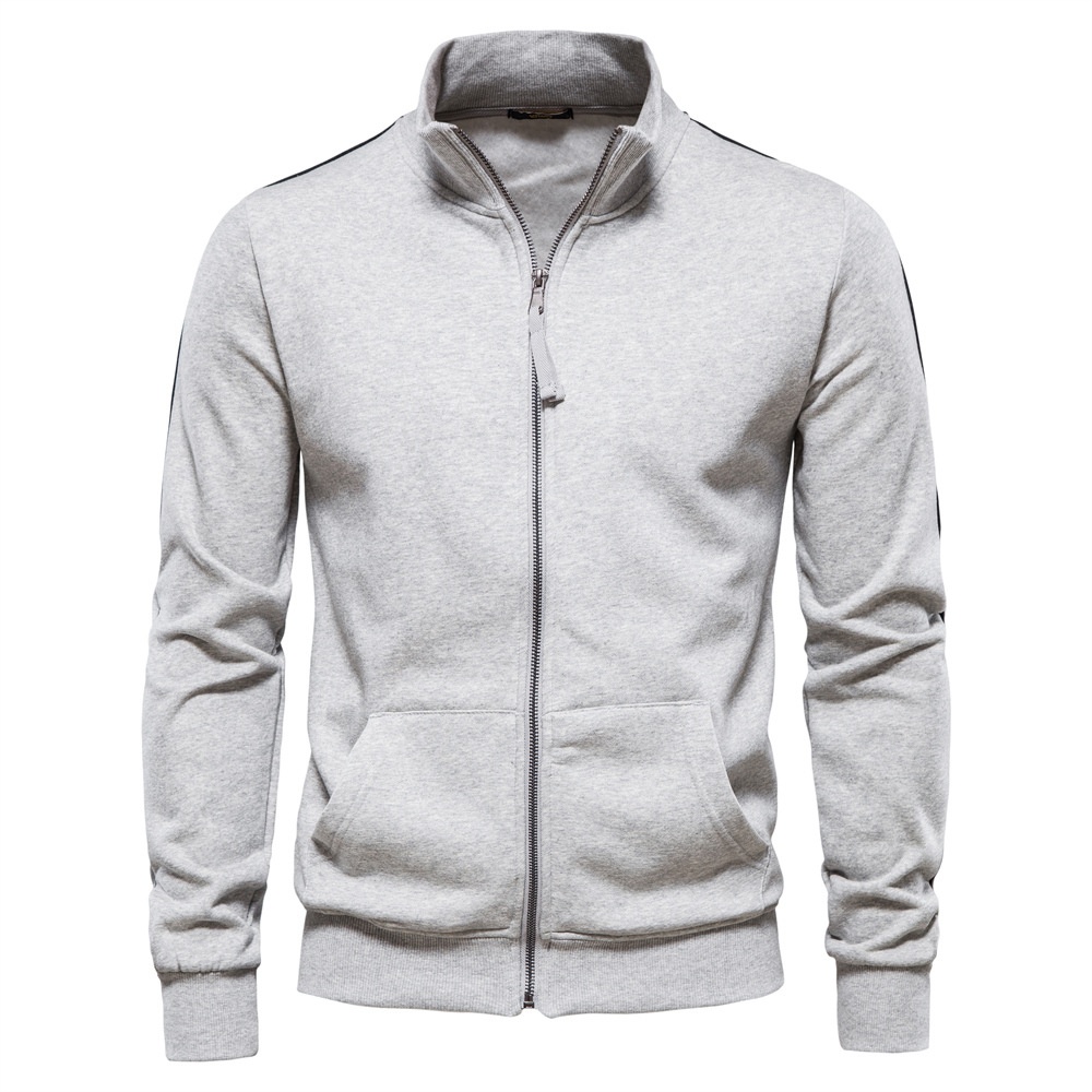 Felpa da uomo autunno/inverno con collo alto e zip, a blocchi di colore, ideale per il tempo libero.