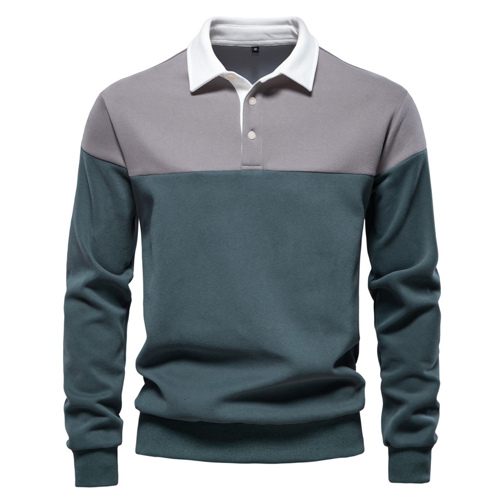 Casual Long-Sleeve Polo Neck Men's Sweatshirt for Spring