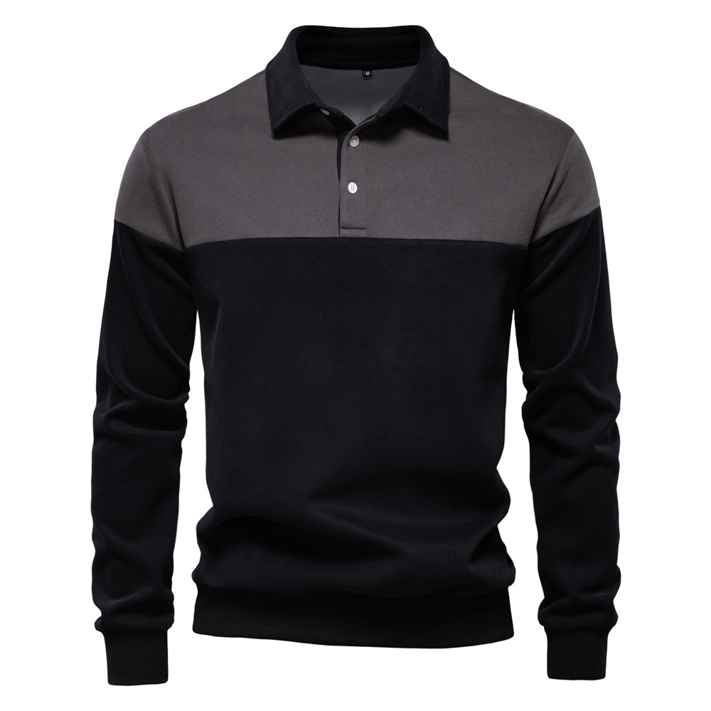 Casual Long-Sleeve Polo Neck Men's Sweatshirt for Spring