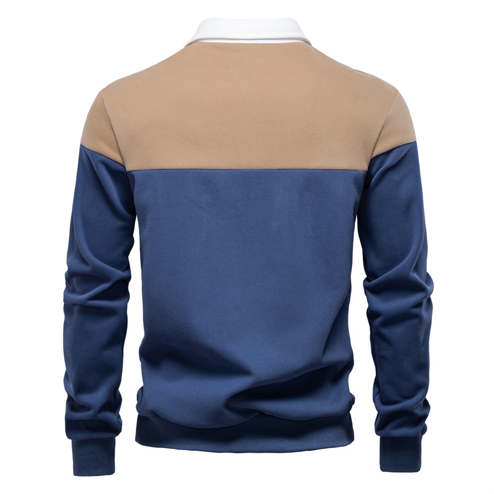 Casual Long-Sleeve Polo Neck Men's Sweatshirt for Spring