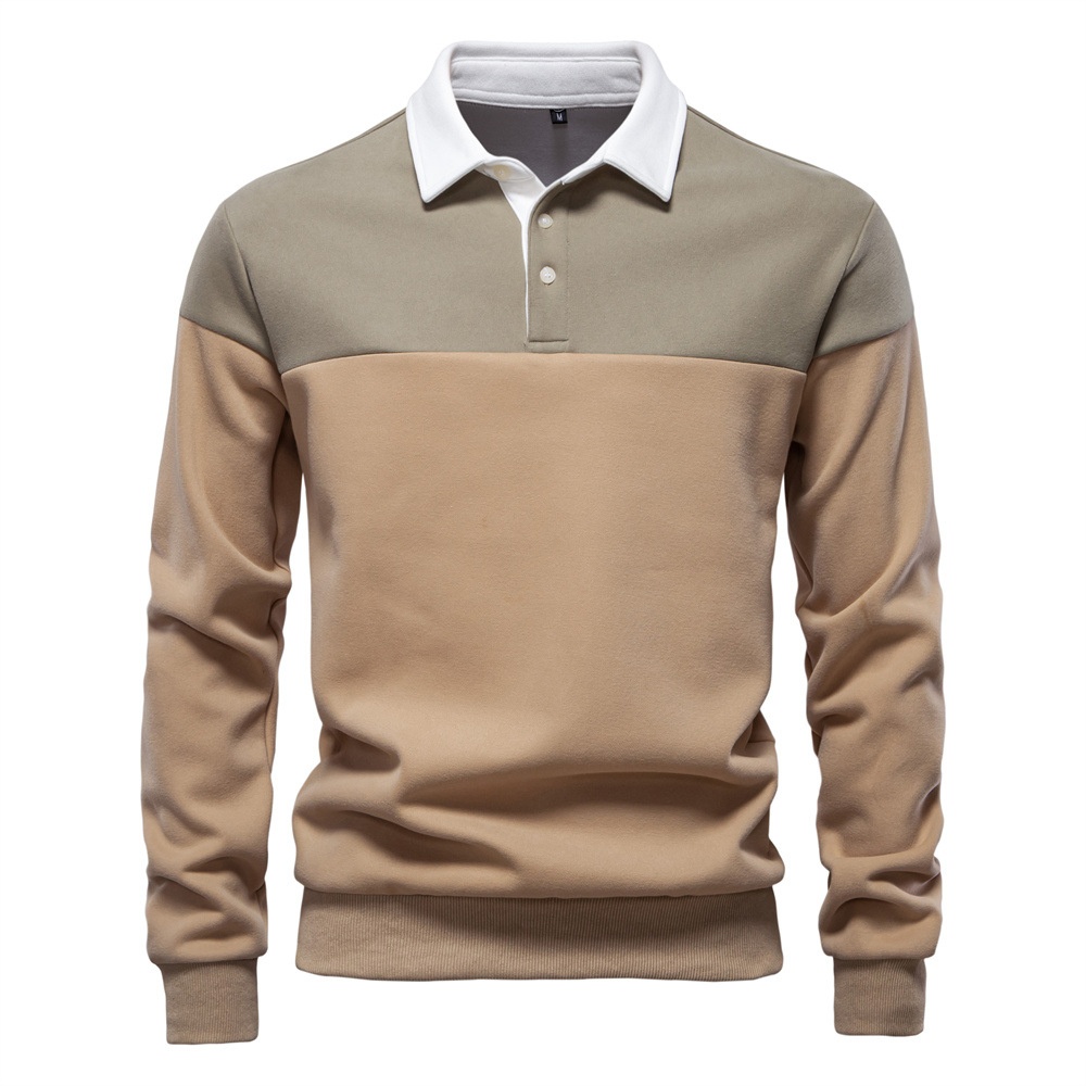 Casual Long-Sleeve Polo Neck Men's Sweatshirt for Spring