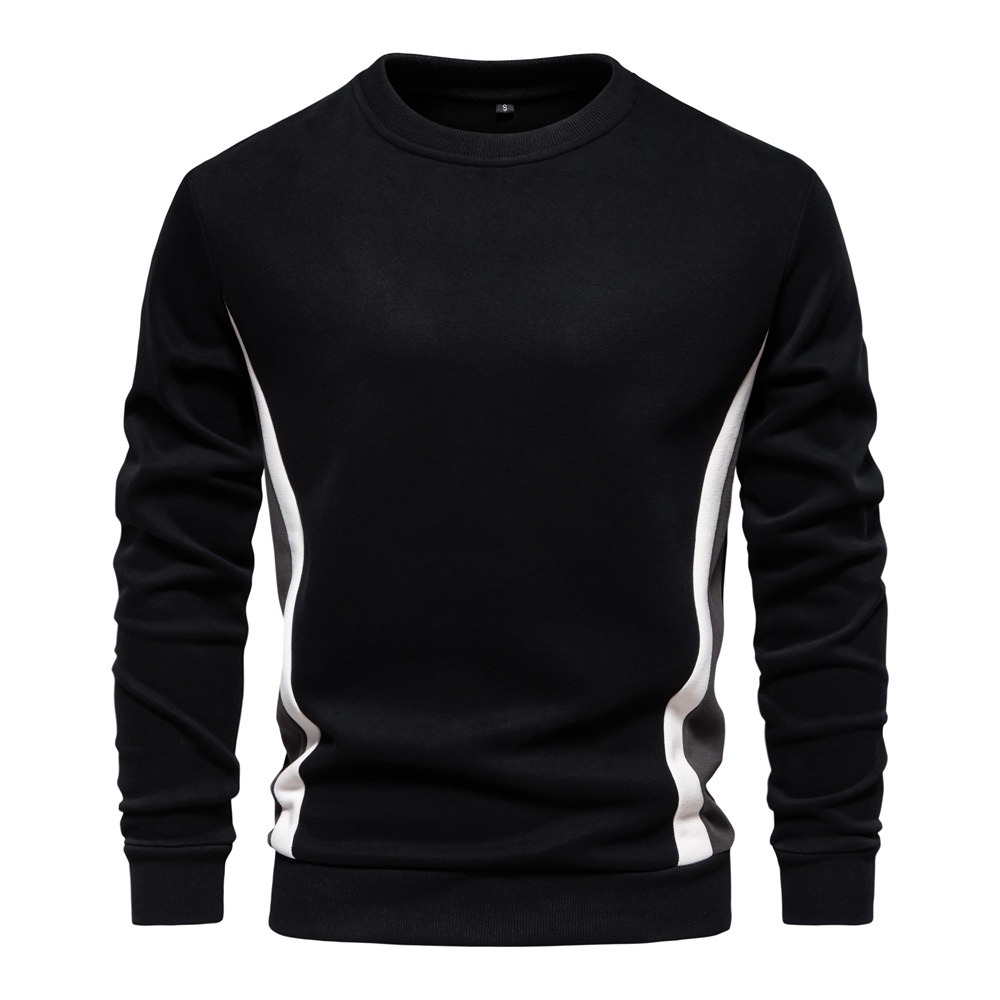 Slim Fit Patchwork Crew Neck Men's Sweatshirt for Autumn Casual Wear