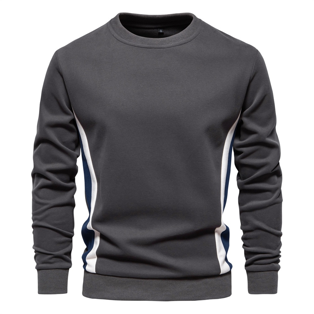 Slim Fit Patchwork Crew Neck Men's Sweatshirt for Autumn Casual Wear
