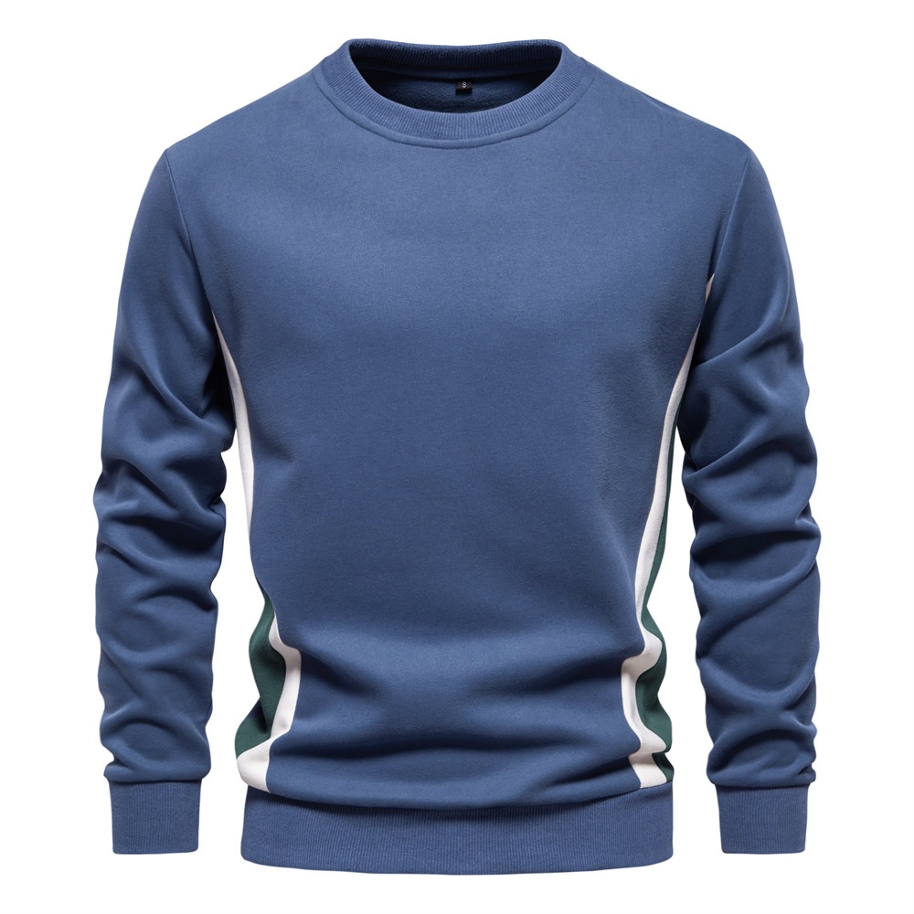 Slim Fit Patchwork Crew Neck Men's Sweatshirt for Autumn Casual Wear