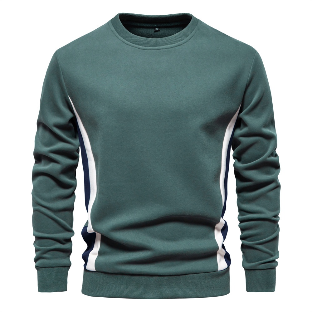 Slim Fit Patchwork Crew Neck Men's Sweatshirt for Autumn Casual Wear